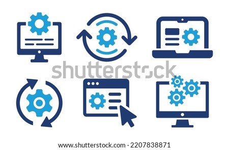 Computer system icon set. Software update icon isolated on white background. Technology concept. [[stock_photo]] © 