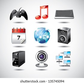 computer system icons detailed vector set