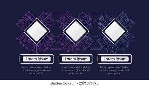 Computer system infographic chart design template. Abstract infochart with copy space. Instructional graphics with 3 step sequence. Visual data presentation
