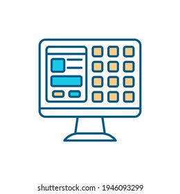 Computer system RGB color icon. Information storage. Software. Programmable device. Performing operations on data. Application programs. Executing specific tasks. Isolated vector illustration