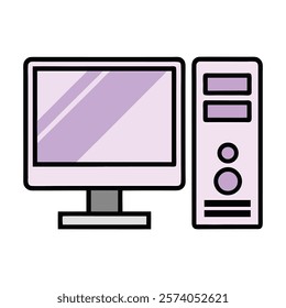 Computer System Setup Design Vector.