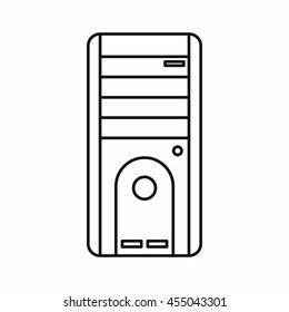 Computer system unit icon in outline style isolated vector illustration