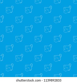 Computer system unit and stethoscope pattern vector seamless blue repeat for any use