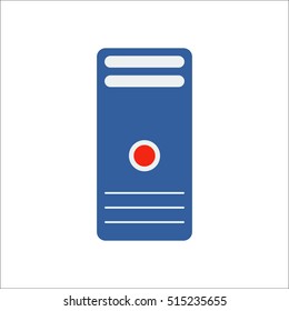 Computer system unit symbol sign flat icon on background