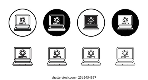Computer system update icon Thin line flat illustration