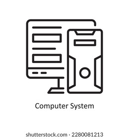 Computer System  Vector Outline Icon Design illustration. Data Symbol on White background EPS 10 File