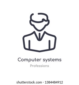 computer systems analyst outline icon. isolated line vector illustration from professions collection. editable thin stroke computer systems analyst icon on white background