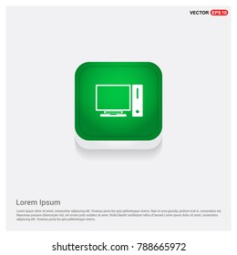 Computer Sysytem Icon Green Web Button