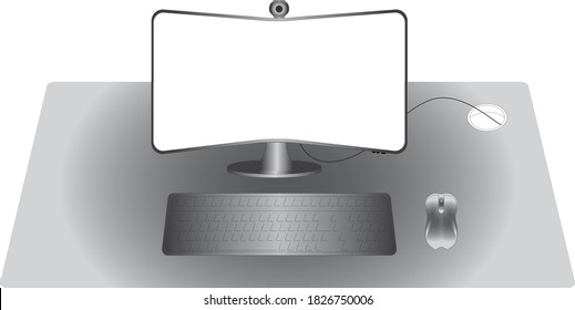 Computer table With Desktop keyboard mouse graphic art