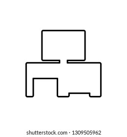 computer table glyph icon. Element of Furniture for mobile concept and web apps icon. Thin line icon for website design and development, app development