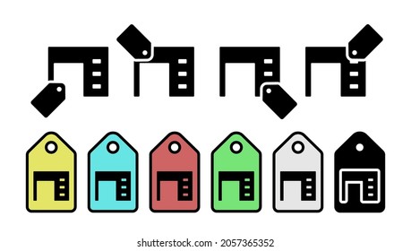 Computer table glyph vector icon in tag set illustration for ui and ux, website or mobile application