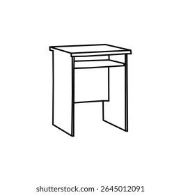  Computer table with hand drawn line art Vector line art computer table