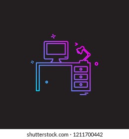 Computer table icon design vector 