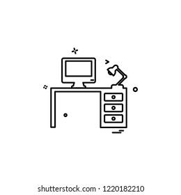 Computer table icon design vector 