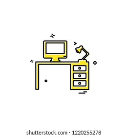 Computer table icon design vector 