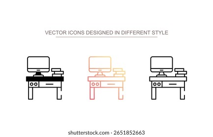 Computer Table icon design with white background stock illustration