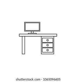 computer table icon. Element of furniture for mobile concept and web apps. Thin line  icon for website design and development, app development. Premium icon on white background