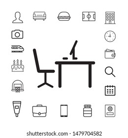 Computer table icon illustration isolated vector sign symbol