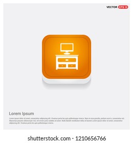 Computer Table Icon Orange Abstract Web Button - Free vector icon