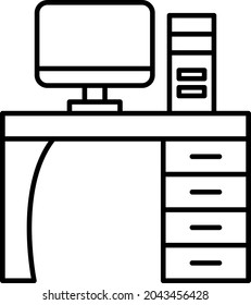 Computer Table icon vector image. Can also be used for web apps, mobile apps and print media.