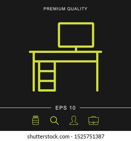Computer table icon for web and mobile