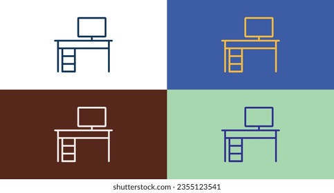 Computer table icon for web and mobile