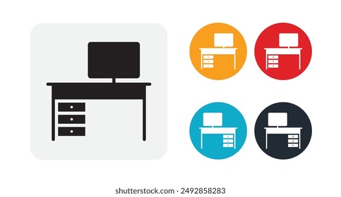 Computer table icon for web and mobile