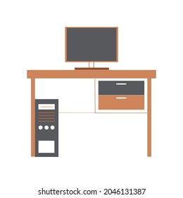 computer table illustration, desk illustration 