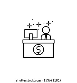 Computer table man dollar icon. Element of management icon