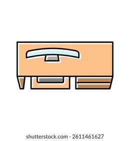 computer table monitor top view color icon vector. computer table monitor top view sign. isolated symbol illustration