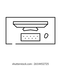 computer table monitor top view line icon vector. computer table monitor top view sign. isolated contour symbol black illustration