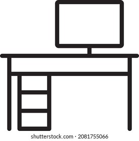 Computer table outline icon for web and mobile