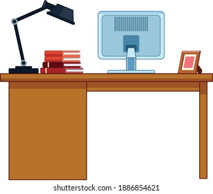 Computer table vector art and illustration