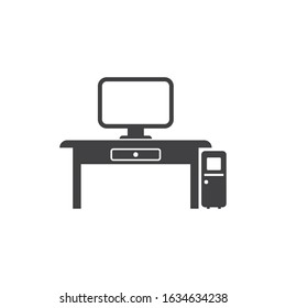 computer in table vector illustration design template