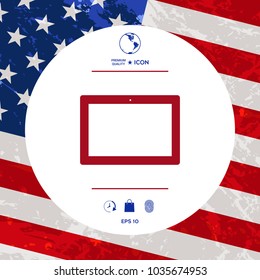 Computer tablet with blank screen, icon. Element for your design