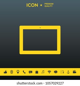 Computer tablet with blank screen, icon