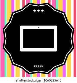 Computer tablet with blank screen, icon