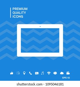 Computer tablet with blank screen, icon