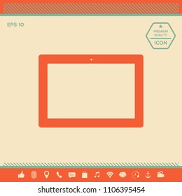Computer tablet with blank screen, icon