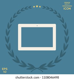 Computer tablet with blank screen, icon