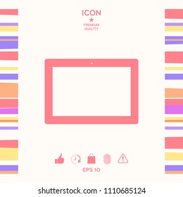 Computer tablet with blank screen, icon