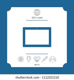 Computer tablet with blank screen, icon