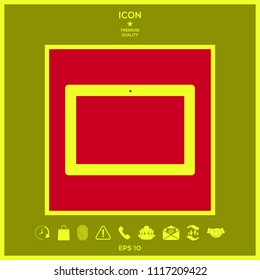 Computer tablet with blank screen, icon