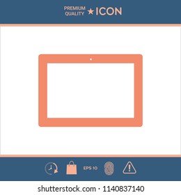 Computer tablet with blank screen, icon