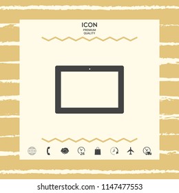 Computer tablet with blank screen, icon