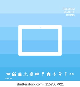 Computer tablet with blank screen, icon