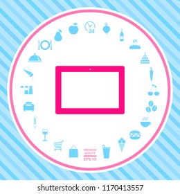Computer tablet with blank screen, icon