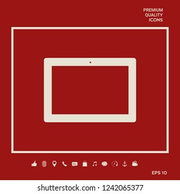 Computer tablet with blank screen, icon. Graphic elements for your design