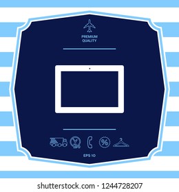 Computer tablet with blank screen, icon. Graphic elements for your design