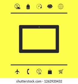 Computer tablet with blank screen, icon. Graphic elements for your design